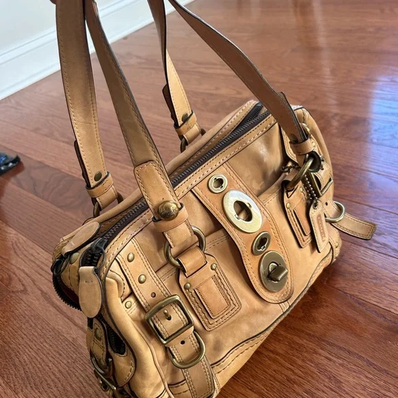 Coach Legacy Lily 65th Anniversary Camel Satchel with Brass Accents - Picture 5 of 11